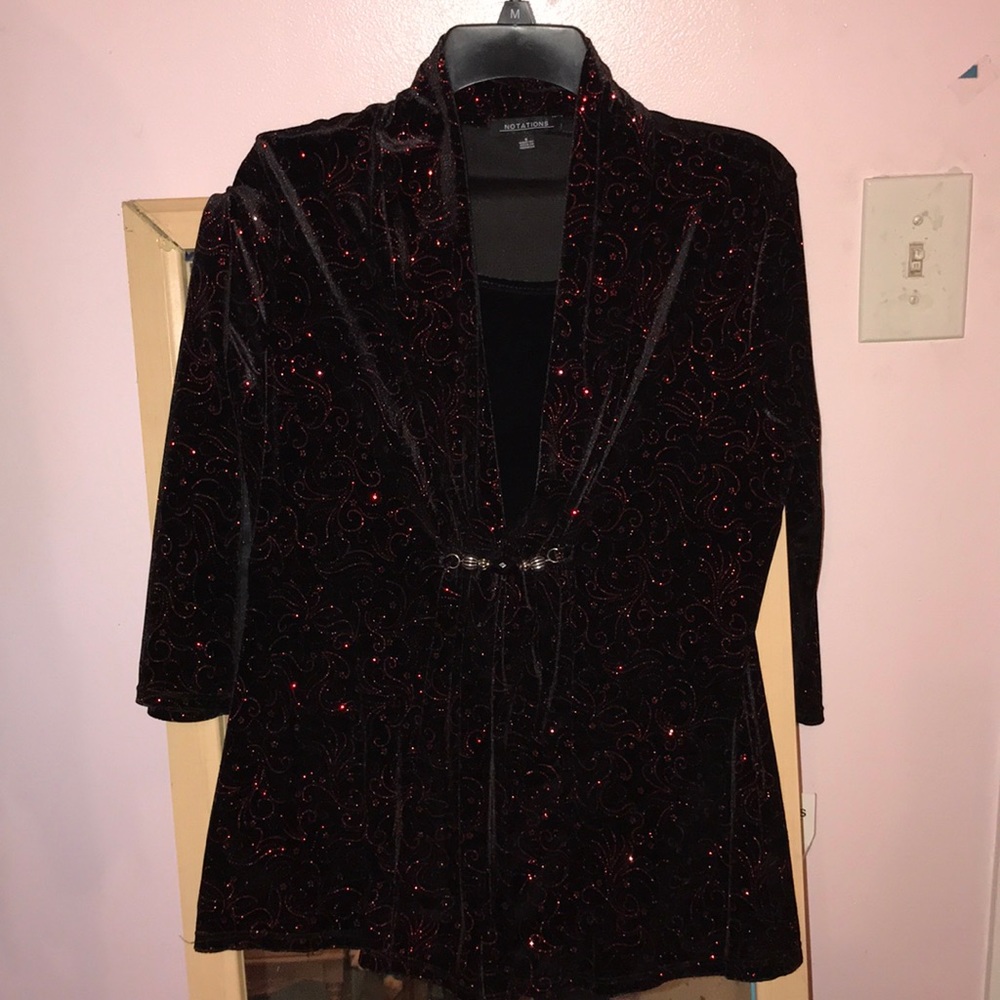 Notation Long sleeve velvet knit top